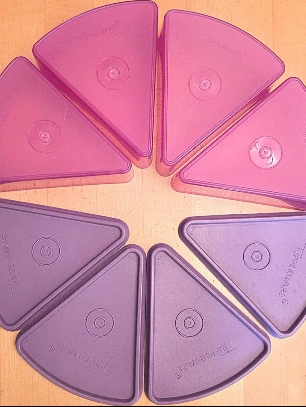 Tupperware 4 Containers Lids Purple Plum Pie Slice Keepers w/Lids 269-19